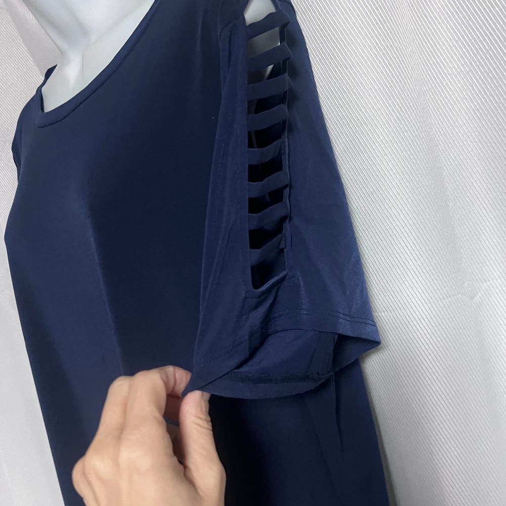 🚨 MICHAEL KORS NWT Blue Short Sleeve tunic pullover shirt Dress Sz 1X - Picture 3 of 6